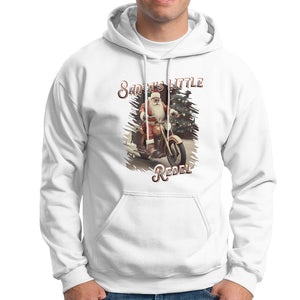Christmas Hoodie Santa's Little Rebel Rinding Motorcycle Vintage Xmas TS09 White Printyourwear