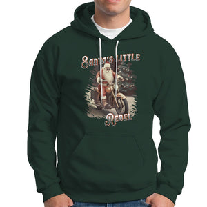 Christmas Hoodie Santa's Little Rebel Rinding Motorcycle Vintage Xmas TS09 Dark Forest Green Printyourwear