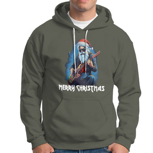 Christmas Hoodie Sleigher Hail Santa Rock Electric Guitar Cool Xmas TS09 Military Green Printyourwear