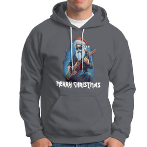 Christmas Hoodie Sleigher Hail Santa Rock Electric Guitar Cool Xmas TS09 Charcoal Printyourwear