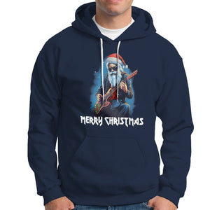 Christmas Hoodie Sleigher Hail Santa Rock Electric Guitar Cool Xmas TS09 Navy Printyourwear