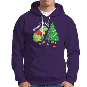 Christmas Hoodie Struggle Is Real T-Rex Christmas Tree Star TS09 Printyourwear