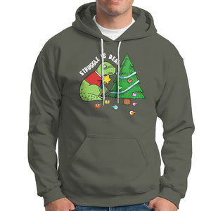 Christmas Hoodie Struggle Is Real T-Rex Christmas Tree Star TS09 Printyourwear