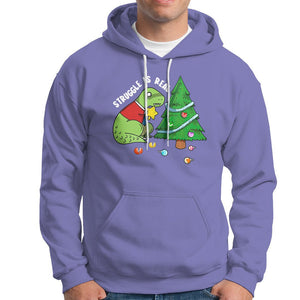 Christmas Hoodie Struggle Is Real T-Rex Christmas Tree Star TS09 Printyourwear