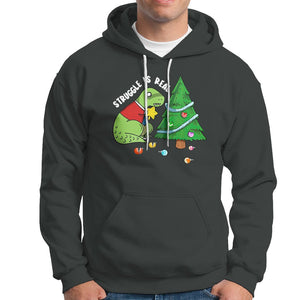 Christmas Hoodie Struggle Is Real T-Rex Christmas Tree Star TS09 Printyourwear
