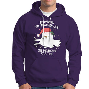 Christmas Hoodie Surviving The Teacher Life One Meltdown At A Time TS09 Purple Printyourwear