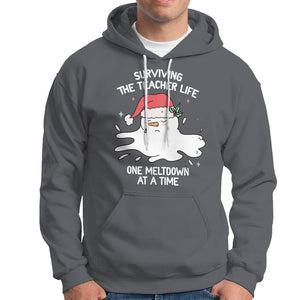 Christmas Hoodie Surviving The Teacher Life One Meltdown At A Time TS09 Charcoal Printyourwear