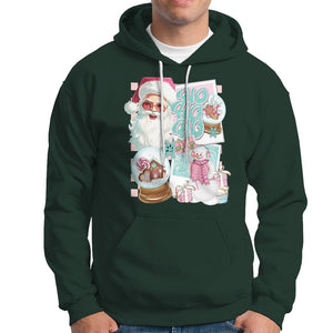 Christmas Hoodie Vintage Pink Santa Claus Ho Ho Ho TS09 Dark Forest Green Printyourwear