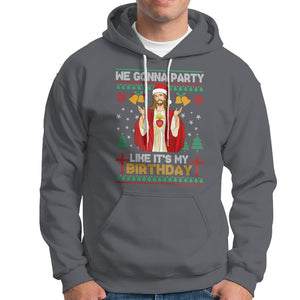 Christmas Hoodie We Gonna Party Like It's My Birthday Jesus TS09 Charcoal Printyourwear