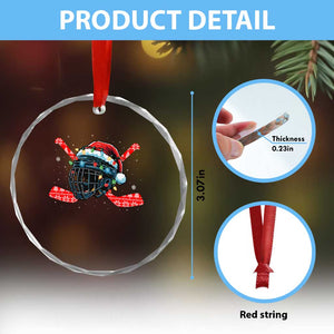 Christmas Ice Hockey Helmet Santa Crystal Glass Ornament Funny Xmas Gift TS12 Print Your Wear