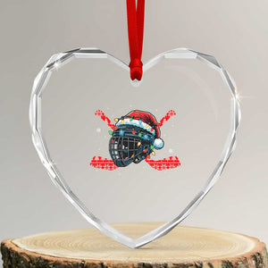 Christmas Ice Hockey Helmet Santa Heart Crystal Glass Ornament Funny Xmas Gift TS12 Transparent Glass 3'' Heart Print Your Wear