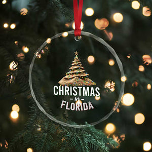 Christmas In Florida Crystal Glass Ornament Sand Xmas Tree Lights Family Vacation TS02 Print Your Wear