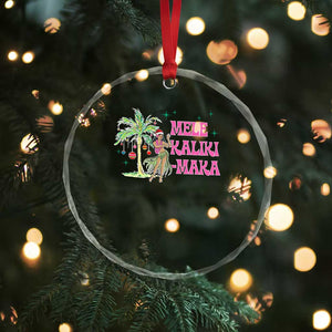 Christmas In Hawaii Crystal Glass Ornament Mele Kalikimaka Hula Girls Palm Tree TS11 Print Your Wear