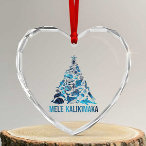 Christmas In Hawaii Heart Crystal Glass Ornament Mele Kalikimala Sea Animals Xmas Tree TS11 Transparent Glass 3'' Heart Print Your Wear
