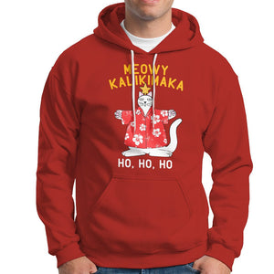 Christmas In Hawaii Hoodie Meowy Kalikimaka Hawaiian Cat Ho Ho Ho Xmas Tree TS09 Red Printyourwear