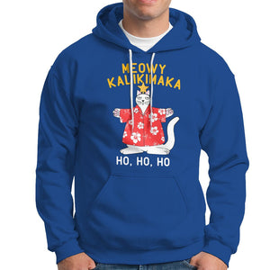 Christmas In Hawaii Hoodie Meowy Kalikimaka Hawaiian Cat Ho Ho Ho Xmas Tree TS09 Royal Blue Printyourwear