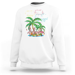 Christmas In Hawaii Sweatshirt Deck the Palms Firework Merry Christmas Flamingo TS09 White Printyourwear