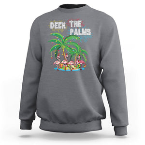 Christmas In Hawaii Sweatshirt Deck the Palms Firework Merry Christmas Flamingo TS09 Charcoal Printyourwear