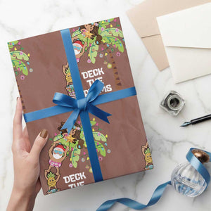 Christmas In Hawaii Wrapping Paper Roll Deck The Palms Santa Hula Girl Tiki TS11 Mocha Print Your Wear