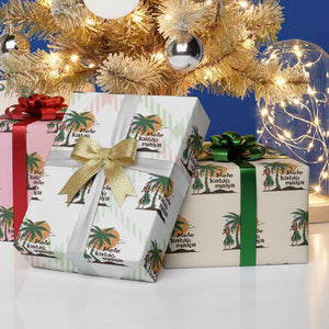 Christmas In Hawaii Wrapping Paper Roll Mele Kalikimaka Retro Hula Girls Santa Hat Xmas TS11 Print Your Wear