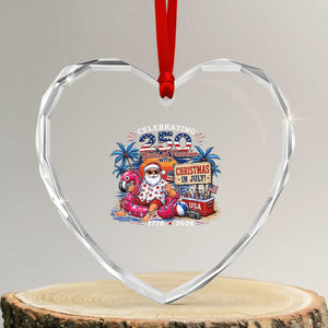 Christmas In July 250 Years 1776 2026 Patriotic Santa Flamingo Float Summer Xmas Heart Crystal Glass Ornament
