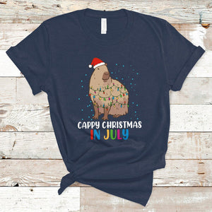 Christmas in July Cute Capybara Cappy Christmas Xmas Lights T Shirt TS02 Navy Printyourwear