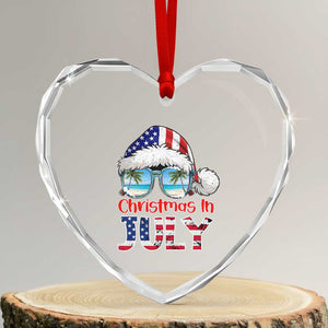 Christmas In July Heart Crystal Glass Ornament Patriotic USA Sunglasses Graphic