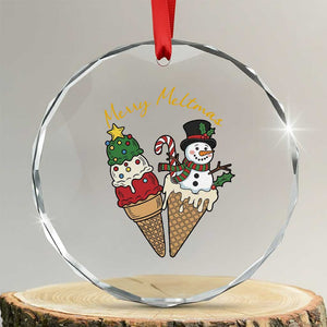 Christmas In July Ice Cream Snowman Graphic Crystal Glass Ornament Merry Meltmas