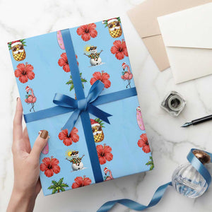 Christmas In July Wrapping Paper Roll Tropical Summer Beach Party Graphic