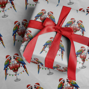 Christmas In July Parrots Wrapping Paper Roll Summer Beach Party Gift