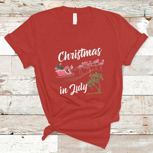 Christmas in July Pink Flamingo Funny Xmas Matching T Shirt TS02 Red Printyourwear