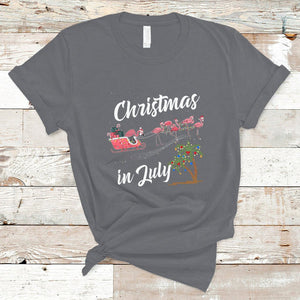 Christmas in July Pink Flamingo Funny Xmas Matching T Shirt TS02 Charcoal Printyourwear