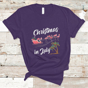 Christmas in July Pink Flamingo Funny Xmas Matching T Shirt TS02 Purple Printyourwear