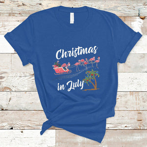 Christmas in July Pink Flamingo Funny Xmas Matching T Shirt TS02 Royal Blue Printyourwear
