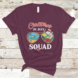 Christmas In July Squad Funny Summer Xmas Beach Holiday T Shirt TS02 Maroon Printyourwear