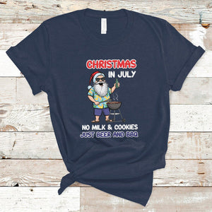 Christmas in July T Shirt Christmas Christmas In July No Milk And Cookies Just Beer And BBQ TS02 Navy Printyourwear