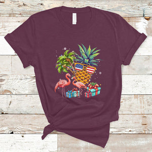 Christmas in July T Shirt Christmas In July Flamingo Pineapple Xmas Squad Summer TS02 Maroon Printyourwear
