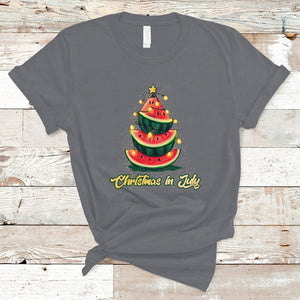 Christmas in July T Shirt Christmas In July Watermelon Xmas Tree Funny Summer Vacation TS02 Charcoal Printyourwear