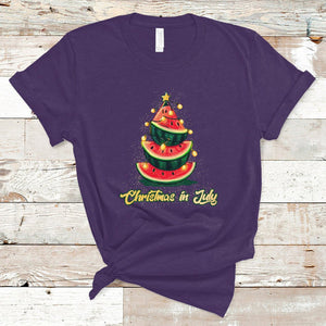 Christmas in July T Shirt Christmas In July Watermelon Xmas Tree Funny Summer Vacation TS02 Purple Printyourwear