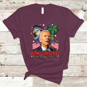 Christmas in July T Shirt Funny Confused Biden Merry Christmas In July Summer Xmas TS02 Maroon Printyourwear