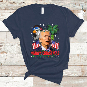 Christmas in July T Shirt Funny Confused Biden Merry Christmas In July Summer Xmas TS02 Navy Printyourwear