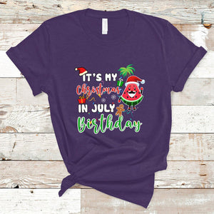 Christmas in July T Shirt Its My Christmas In July Birthday Santa Xmas Summer Vacation TS02 Purple Printyourwear