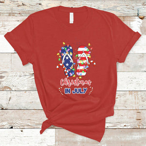 Christmas in July T Shirt Xmas in July Flip Flops Xmas Lights Beach Lovers Summer TS02 Red Printyourwear