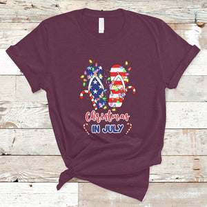 Christmas in July T Shirt Xmas in July Flip Flops Xmas Lights Beach Lovers Summer TS02 Maroon Printyourwear