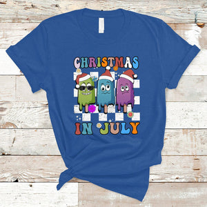 Christmas in July T Shirt Xmas in July Melting Popsicles Stick Summer Vibes Retro TS02 Royal Blue Printyourwear