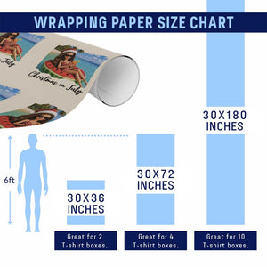 Christmas In July Tropical Doll Face Meme Wrapping Paper Roll Summer Vacation Graphic