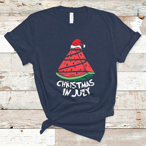 Christmas In July Watermelon Xmas Tree Summer Beach Vacation T Shirt TS02 Navy Printyourwear