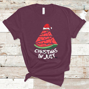Christmas In July Watermelon Xmas Tree Summer Beach Vacation T Shirt TS02 Maroon Printyourwear