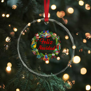 Christmas In Mexico Crystal Glass Ornament Feliz Navidad Xmas Wreath TS11 Print Your Wear