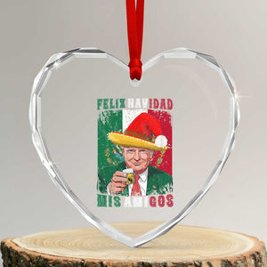 Christmas In Mexico Trump Heart Crystal Glass Ornament Feliz Navidad Mis Amigos Santa Trump Tequila Shot TS11 Transparent Glass 3'' Heart Print Your Wear